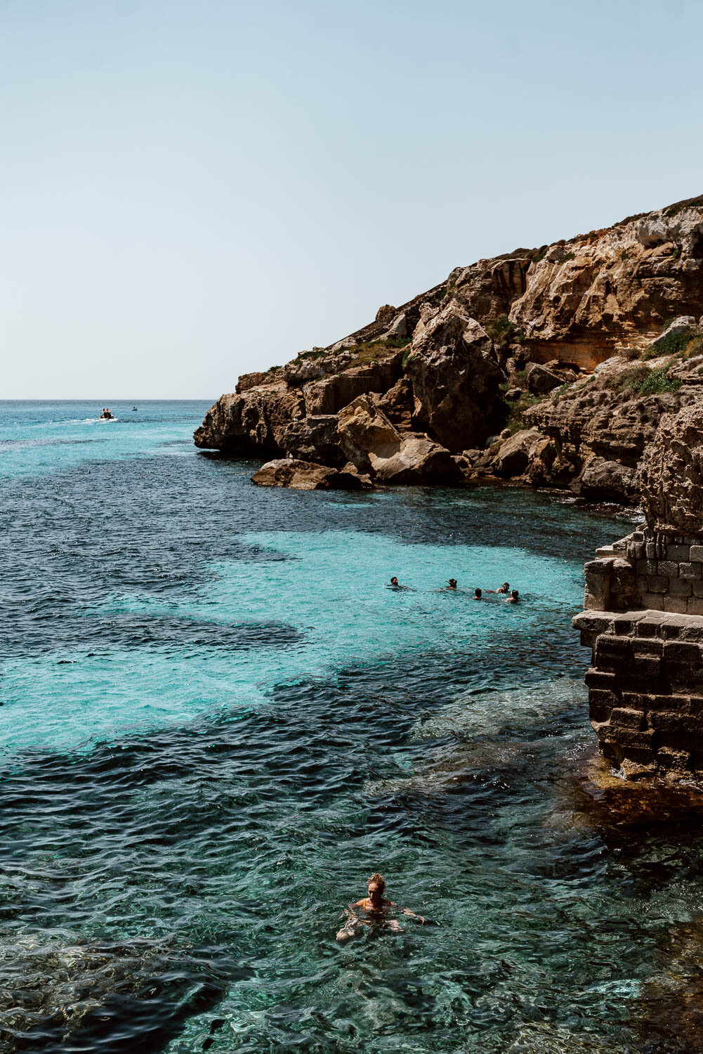 Swimming at Bus Marino, Favignana