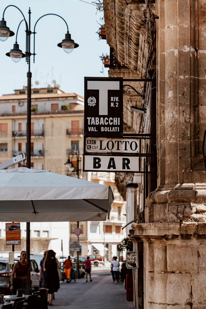 Street sign in Modica, Sicily