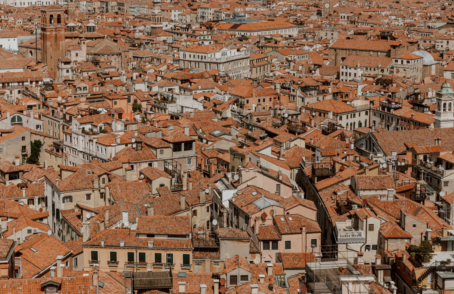 Views over the orange rooftops of Venice