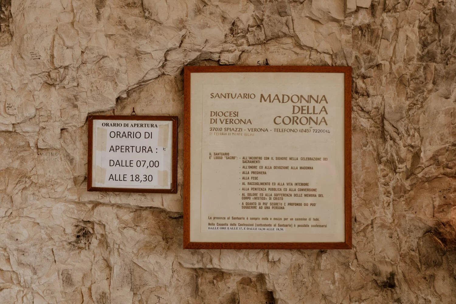 Signs found at Santuario Madonna della Corona
