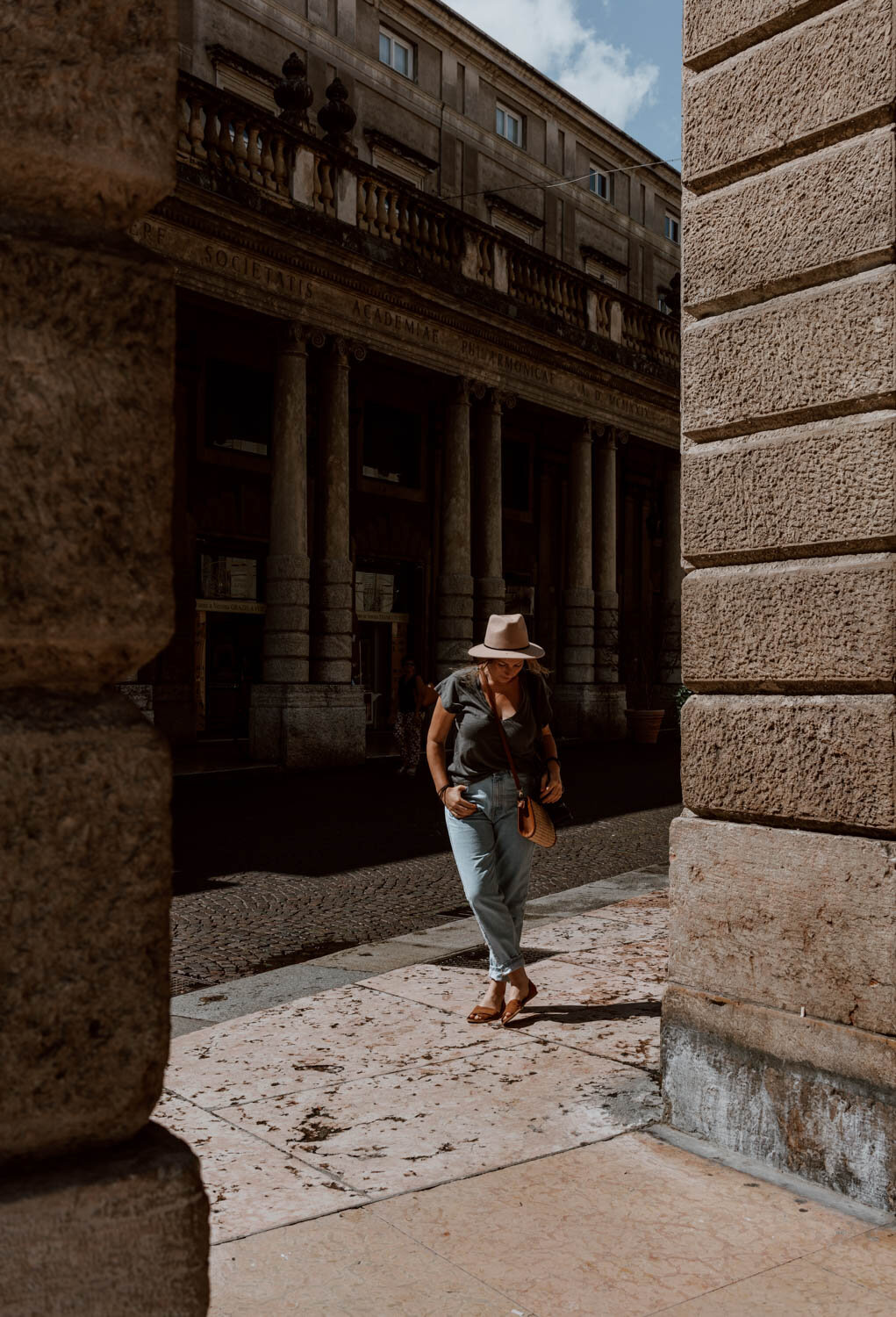 Visiting Verona - Posing in the Shadows of Piazza Bra