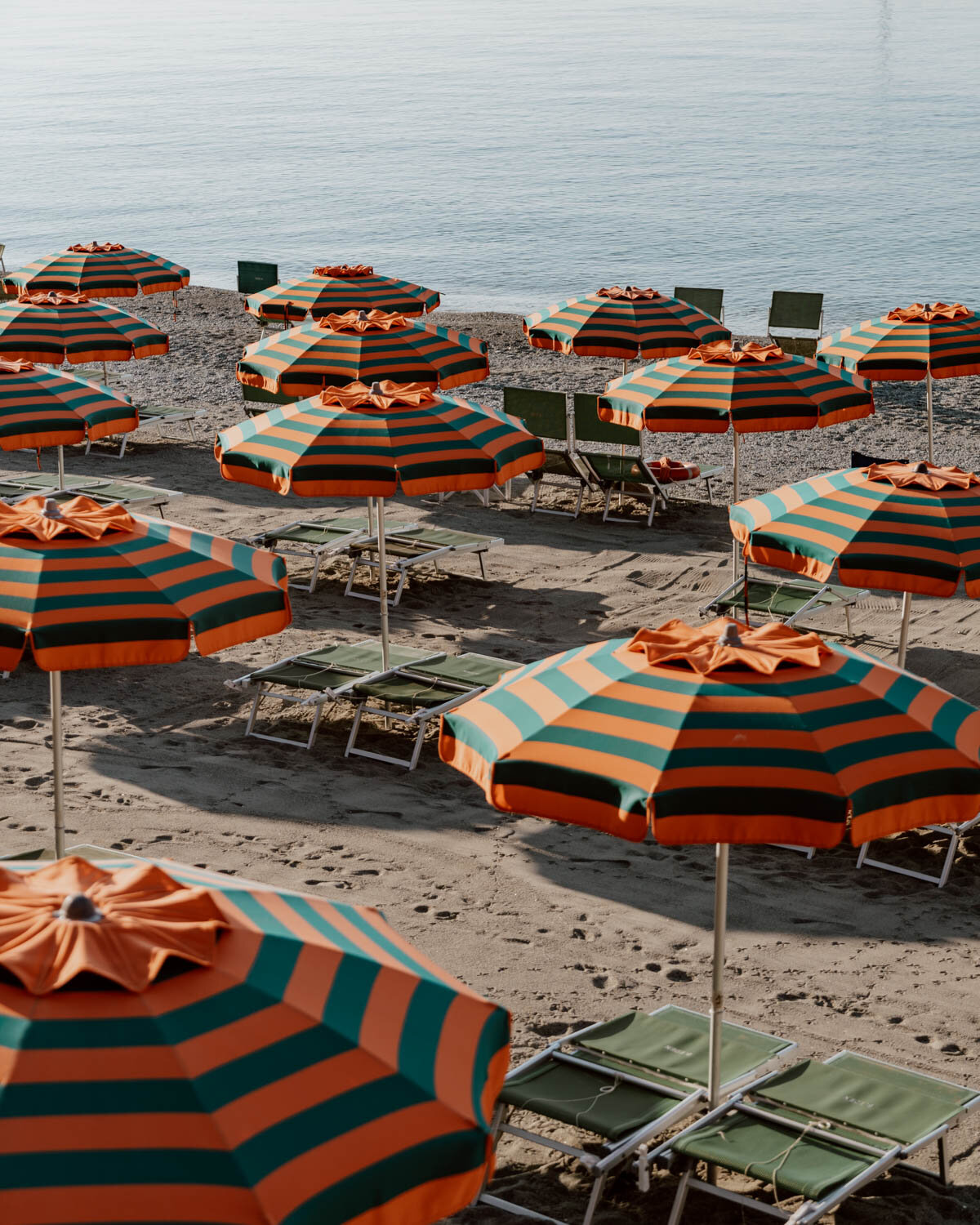 Orange and Green Parasols - Monterosso - Cinque Terre
