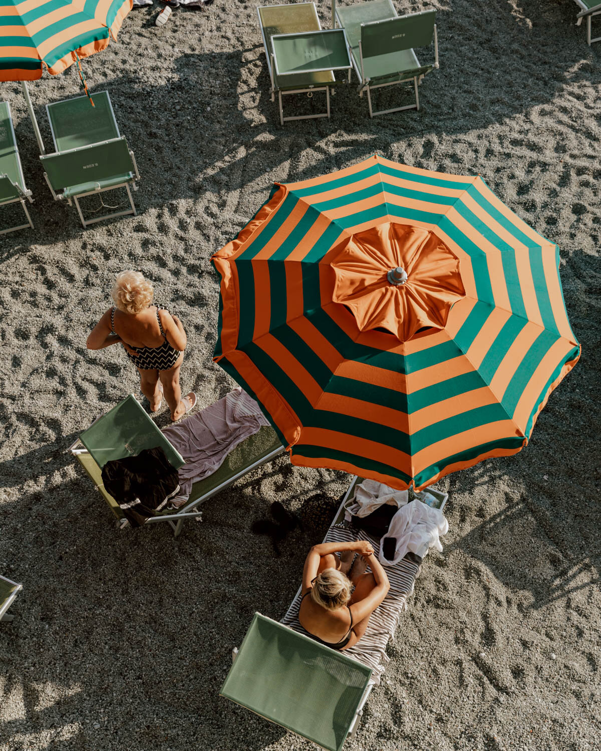 Orange and Green Parasols - Monterosso - Cinque Terre