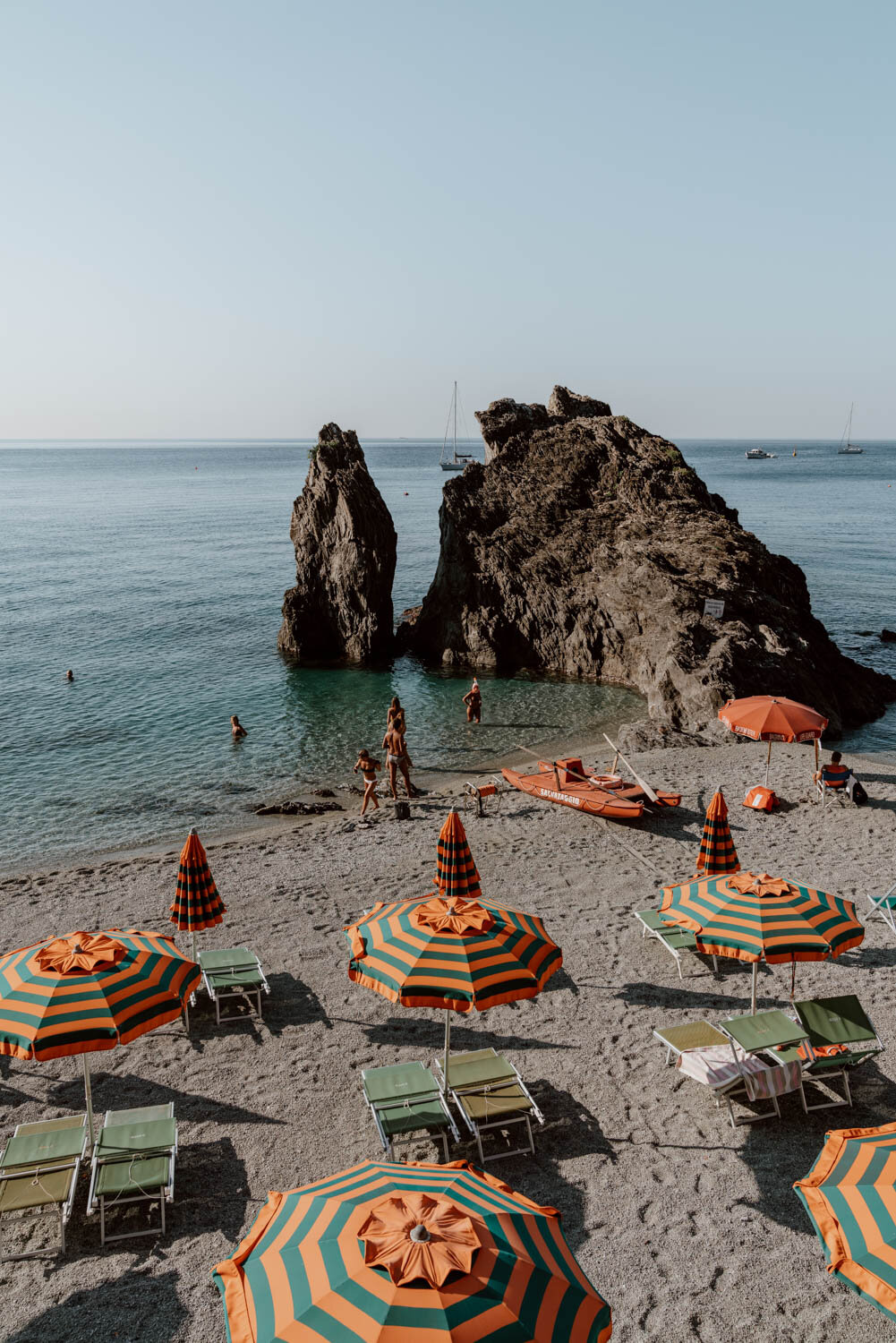 The famous rock formation and beach in Monterosso