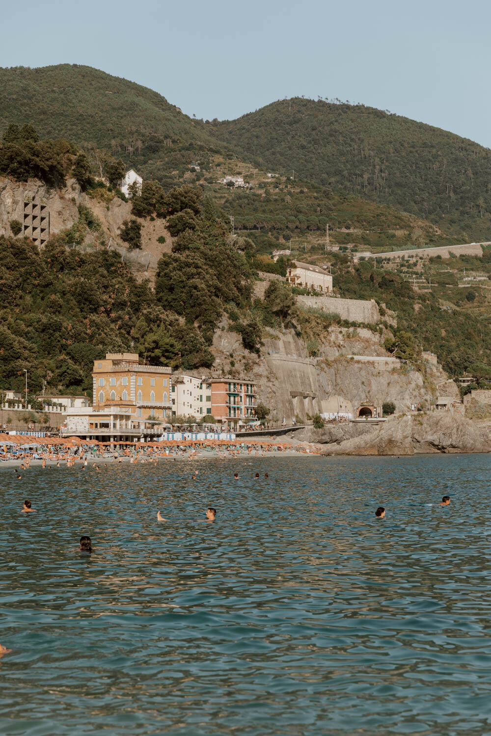 View of new Monterosso from the beach
