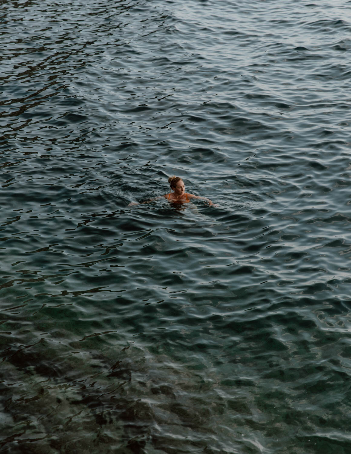Emily swimming in sea in Cinque Terre