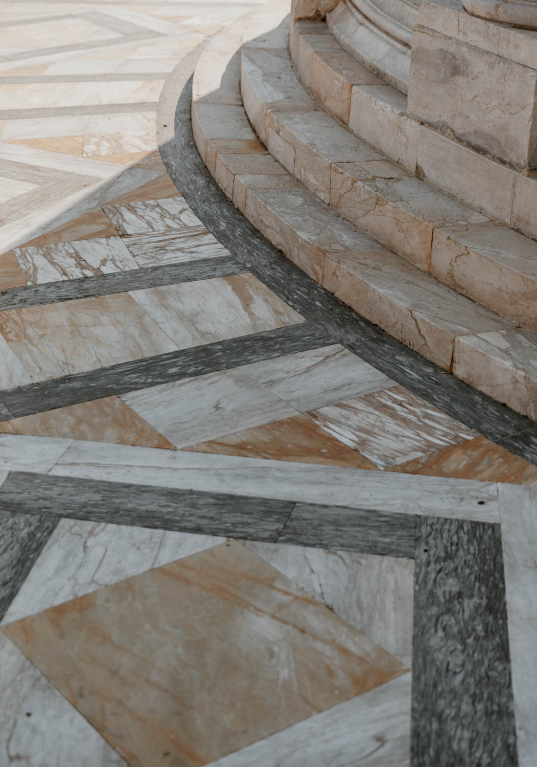 three different colours of marble
