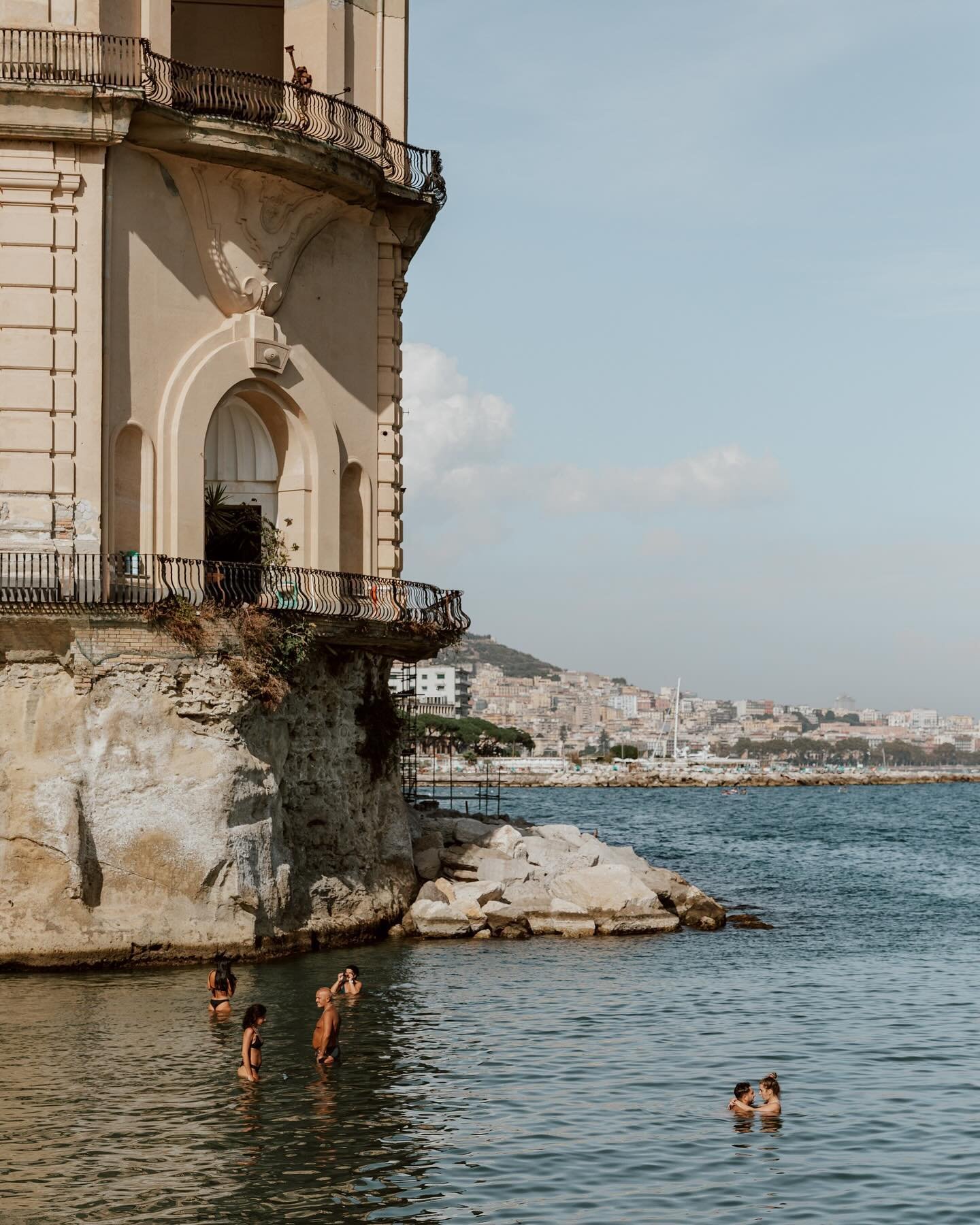Shore //&nbsp; Whilst one doesn&rsquo;t really come to Napoli to sunbathe and swim, bronzing bodies can always be found on the rocks and smooth stone along its photogenic lungomare.

Vesuvius broods across the water whilst old boys lounge around in s