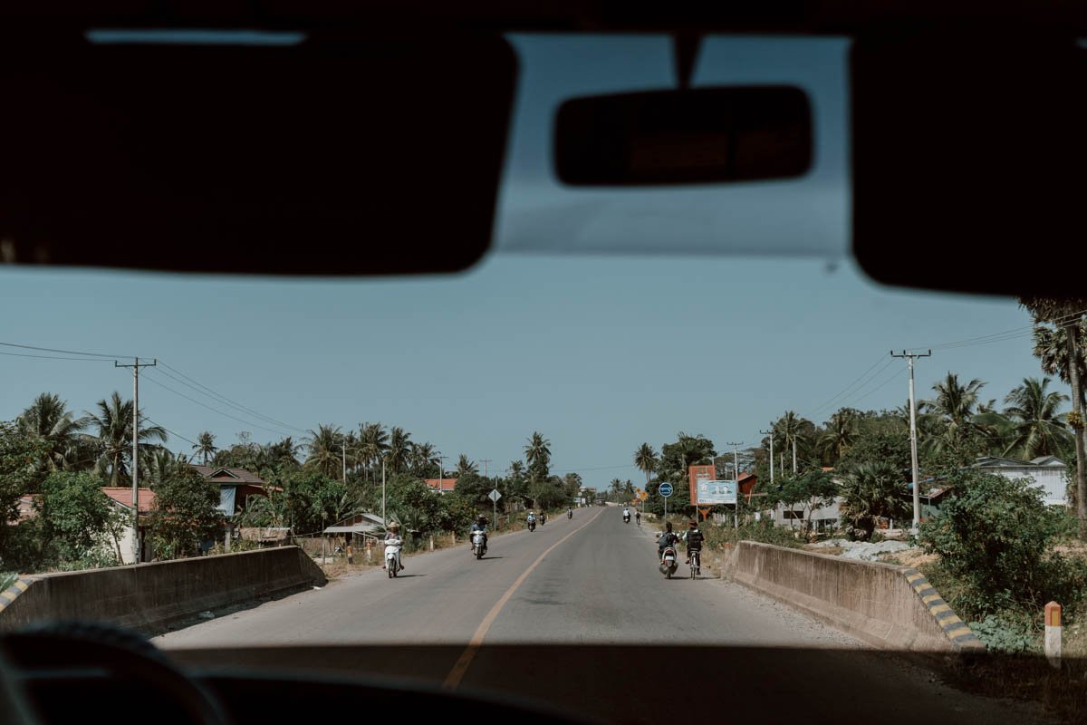 View through the bus window whilst travelling around Cambodia