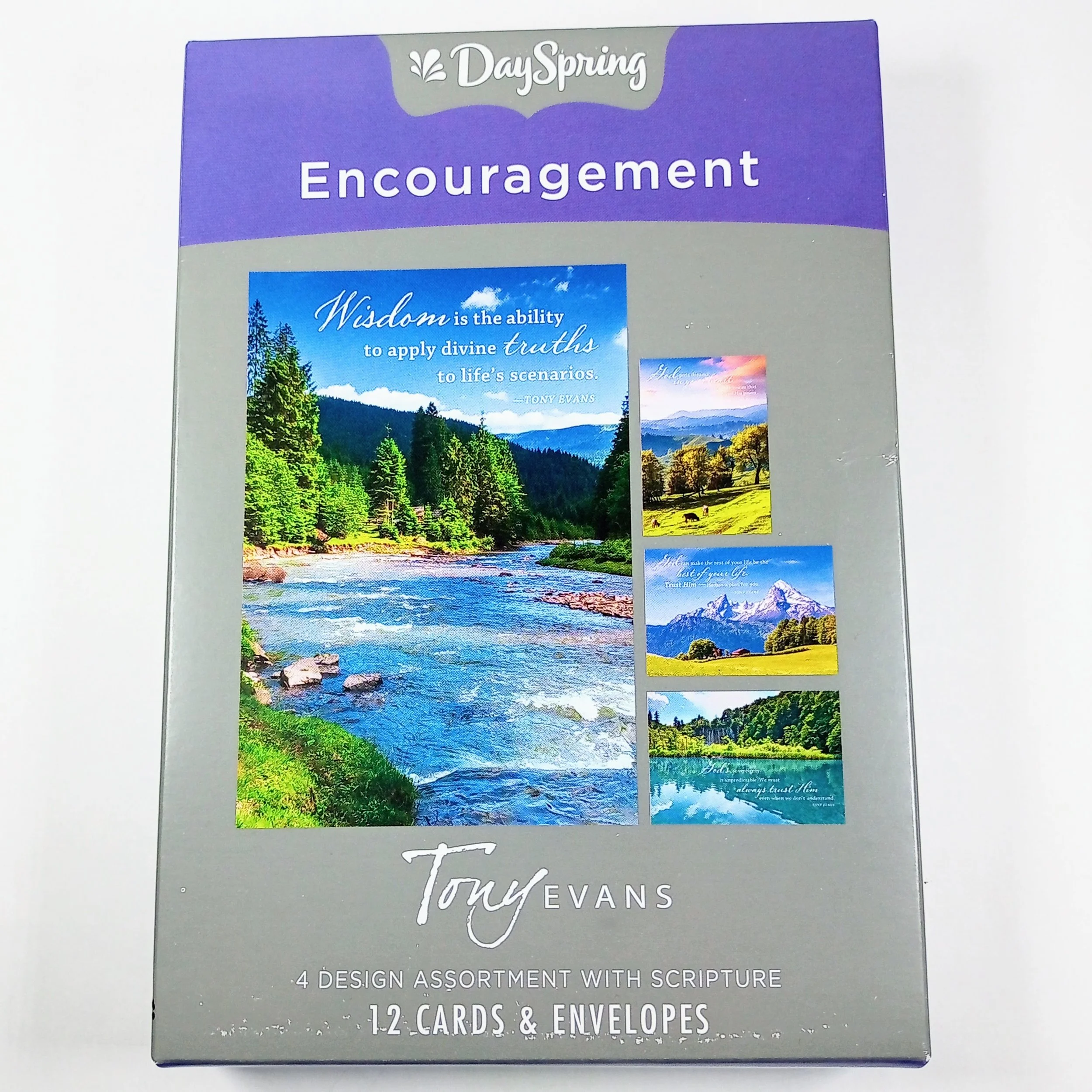 DaySpring Encouragement Cards Tony Evans 4 Designs 12 Cards & Envelopes