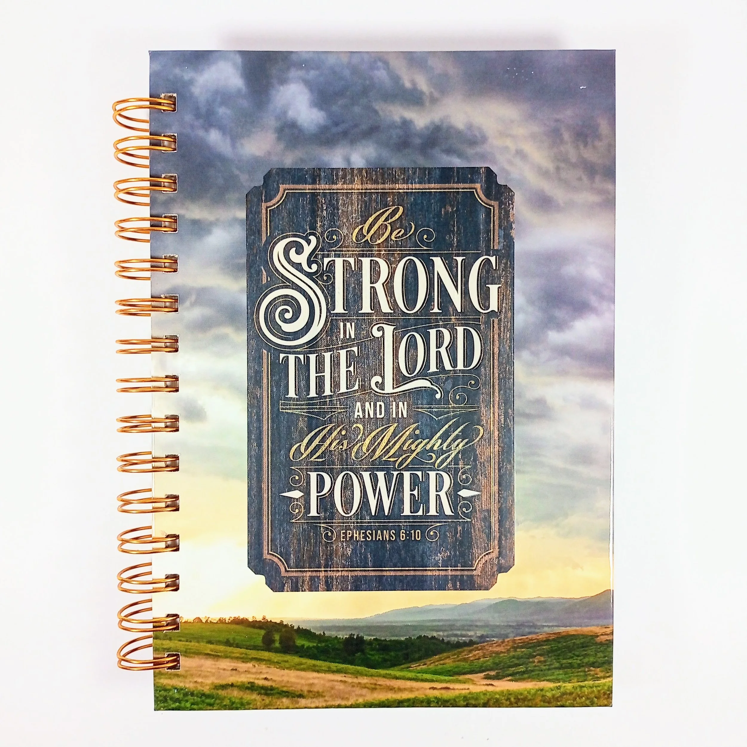 Spiralbound Journal Be Strong in the Lord Eph. 6:10 Navy Blue