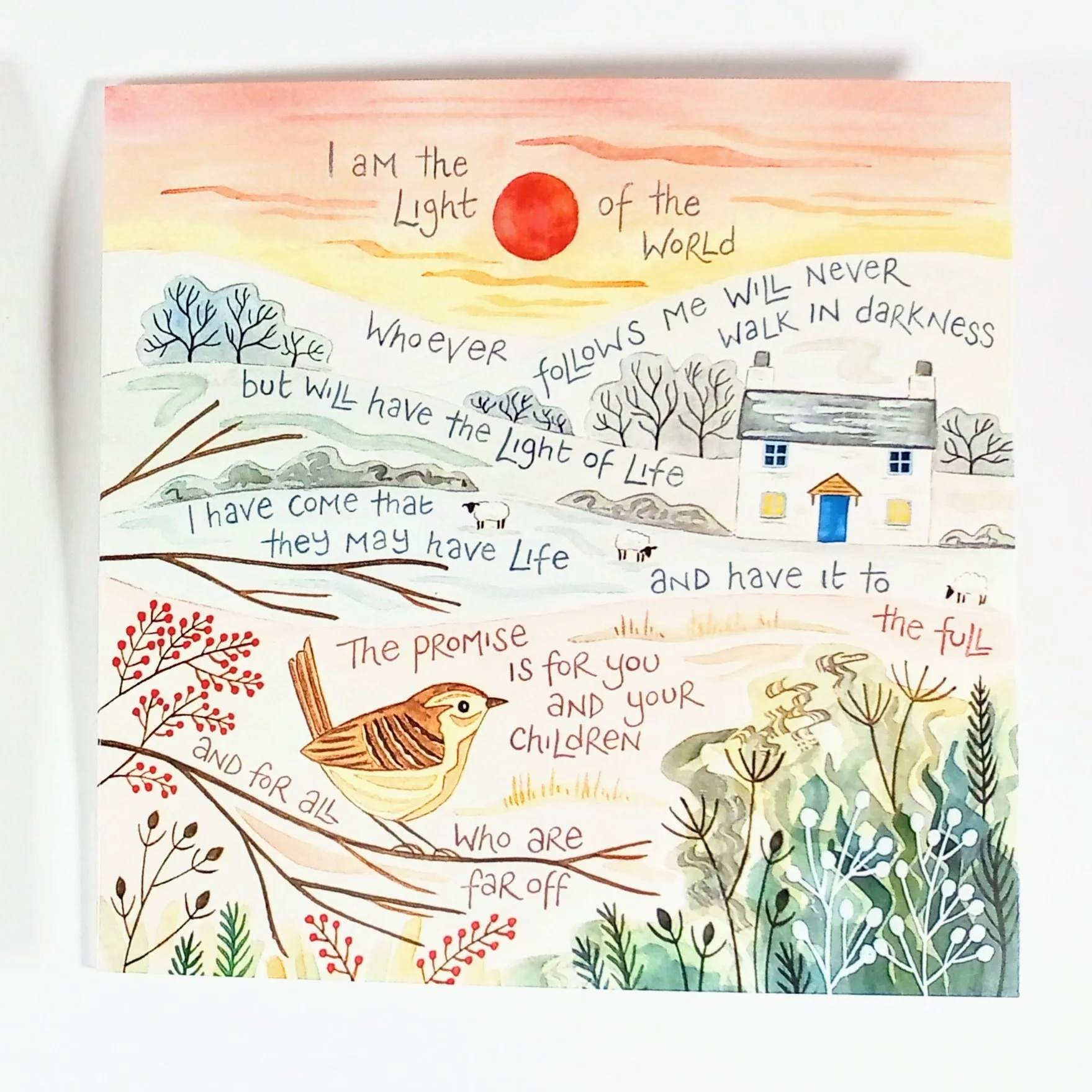 Hannah Dunnett Chrsitmas Cards - 2 Square Designs - I am the Light/Love among us