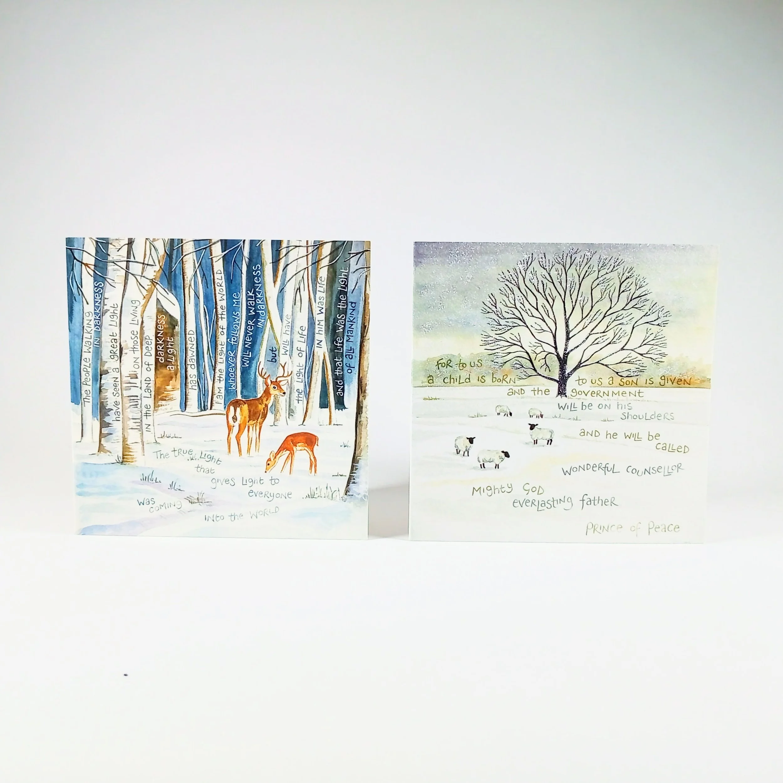 Hannah Dunnett Christmas Cards - 2 Square Designs - True Light/Mighty God