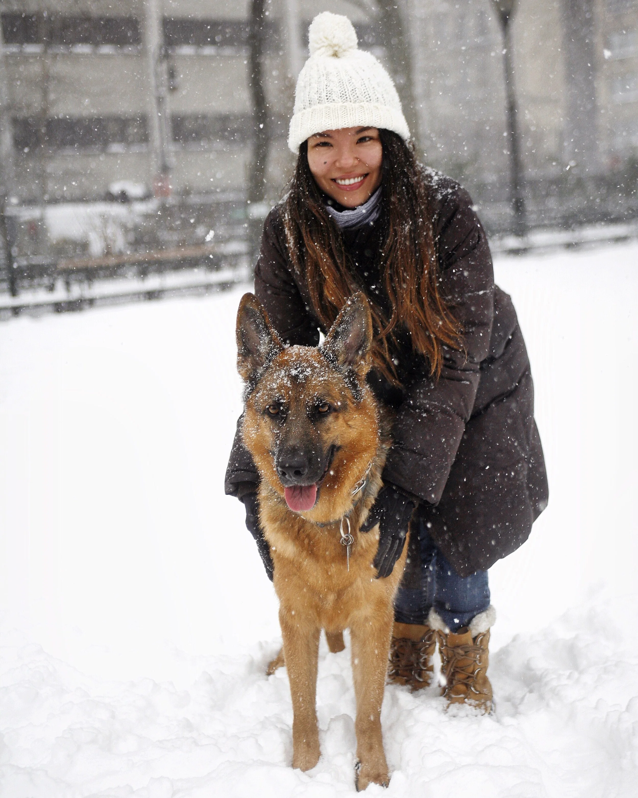 MaQ & I enjoying Blizzard Jonas . New York City, January 23, 2016. © Gilles Decamps