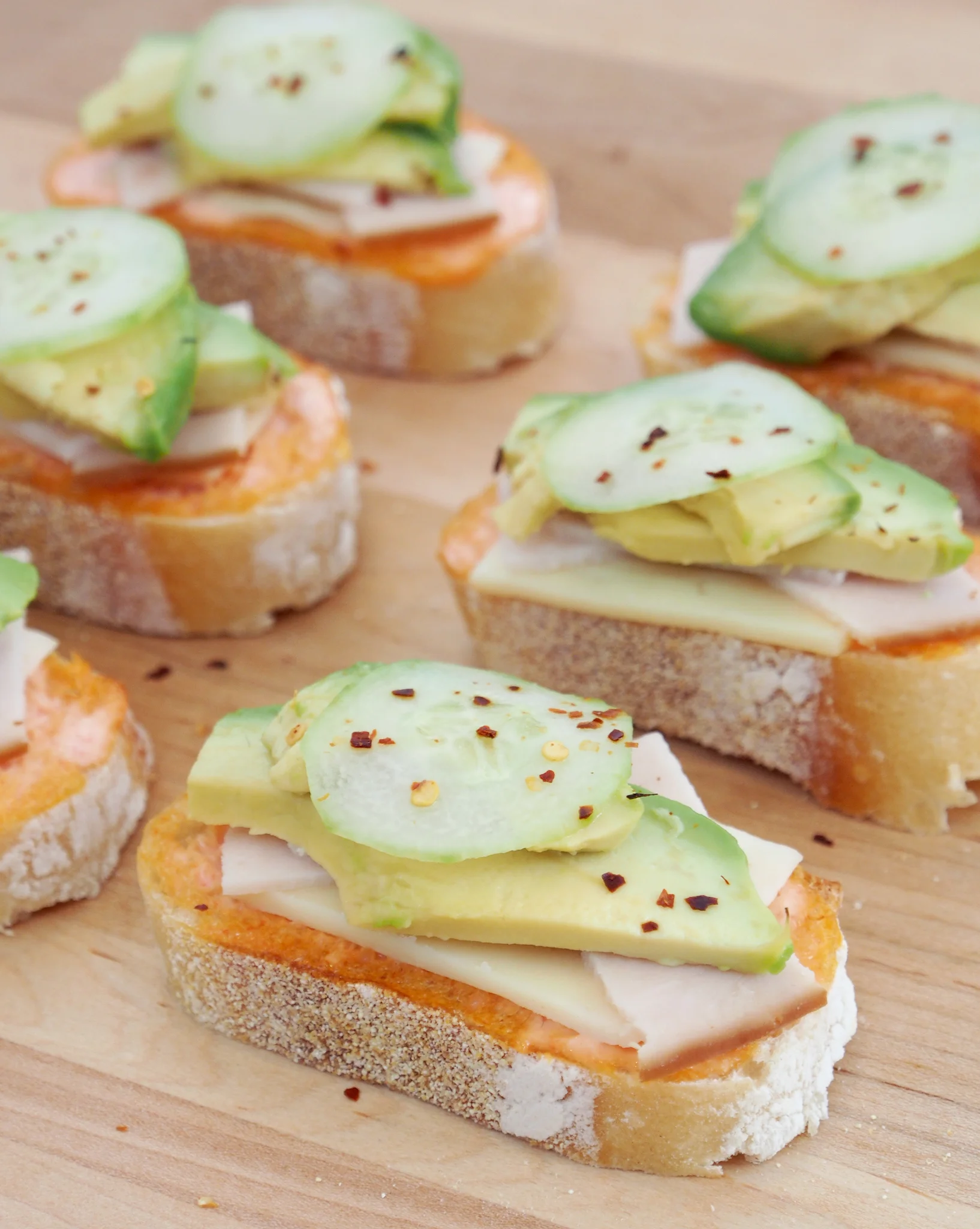 Mini Open Faced Turkey Avocado Sandwiches