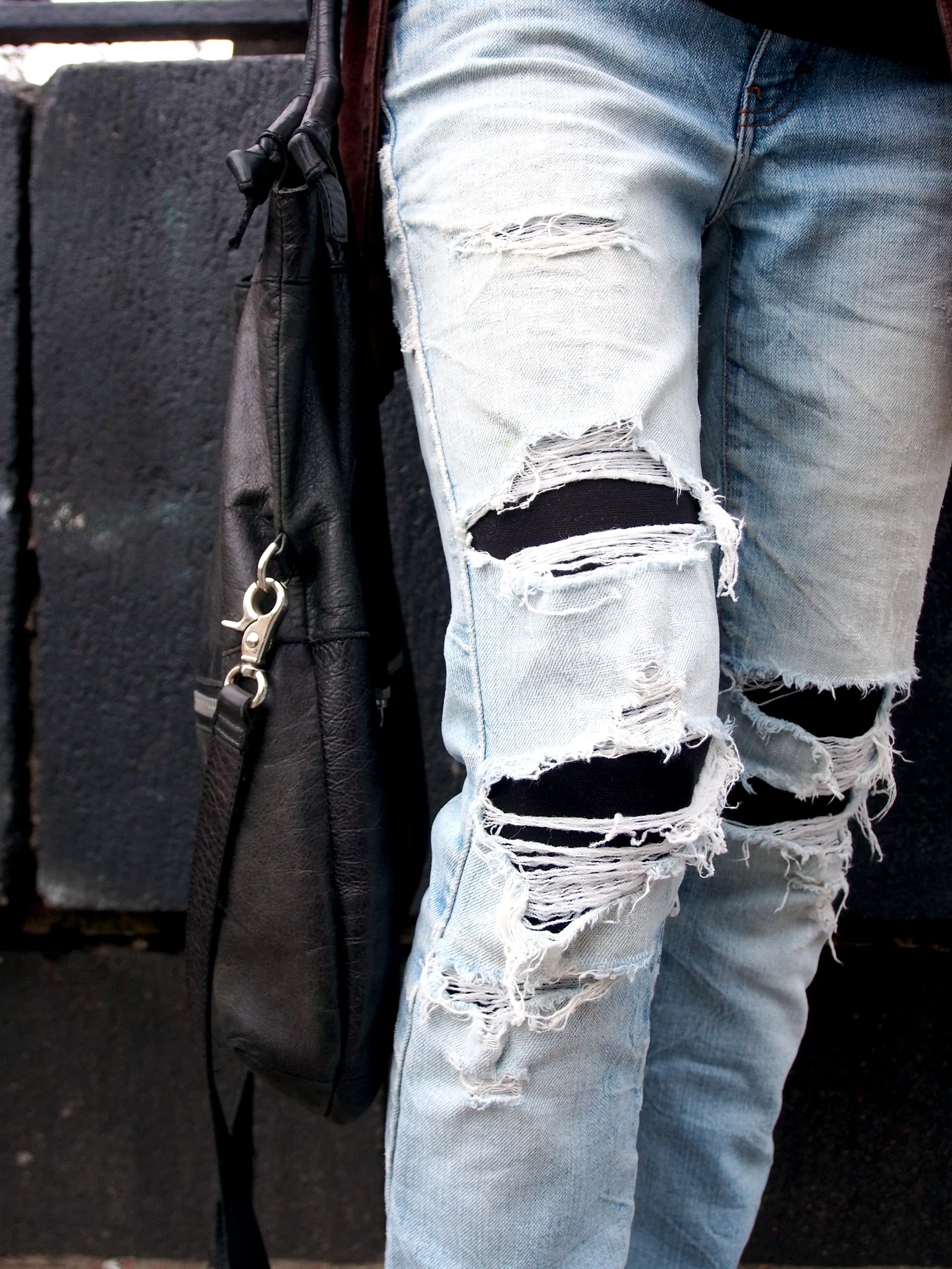 Ahh rip it, rip it real good! Foley & Corrina mid city tote in black with American Eagle denim.