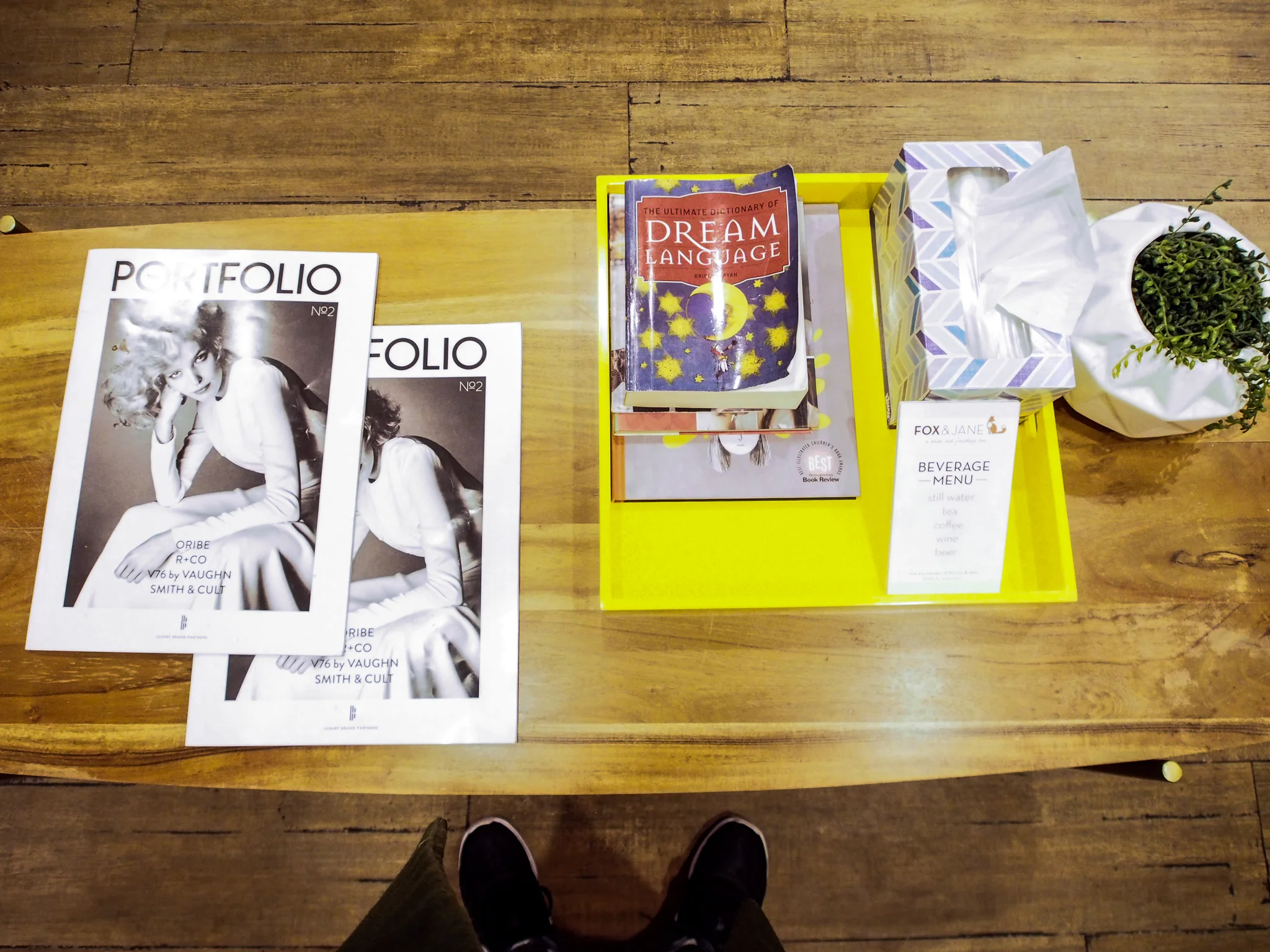 Coffee table reading material: Portfolio, Dream Language and more! Beverages anyone?