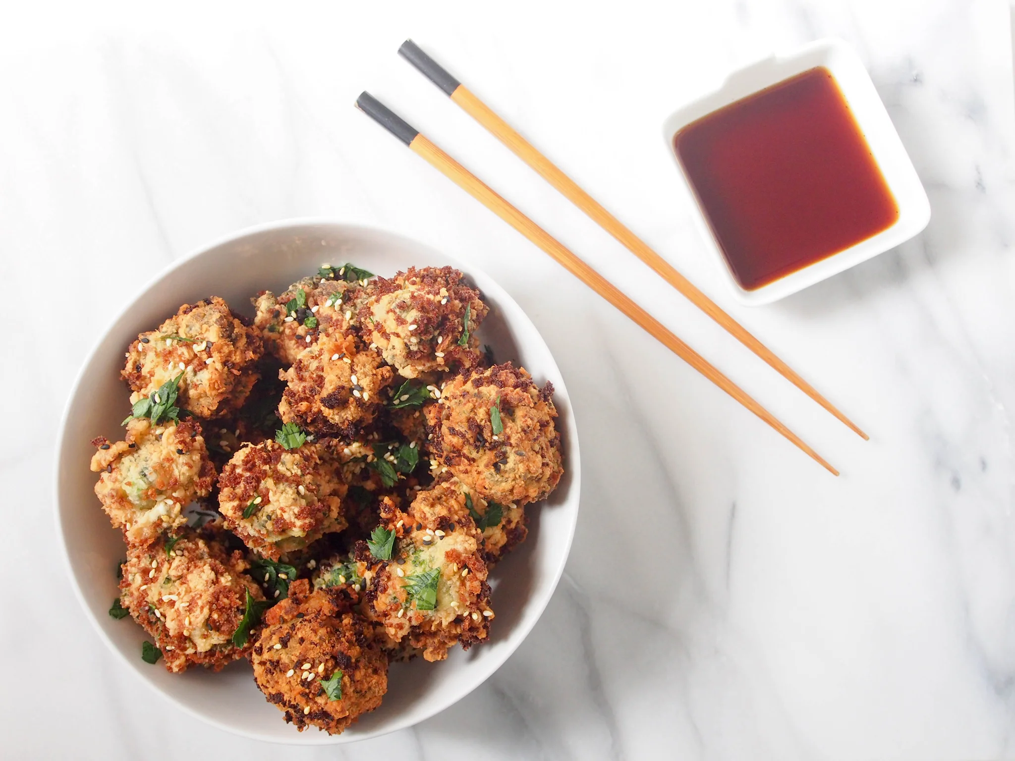 Korean Fusion: Fried Sesame Broccoli Bites with Ponzu Sauce