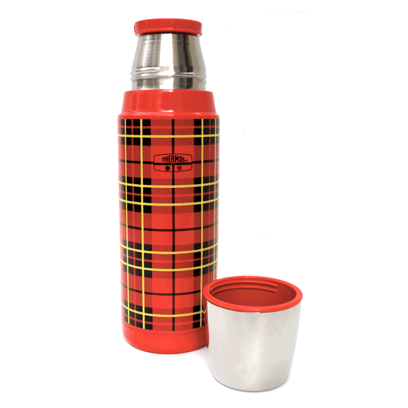 GENIUNE THERMOS RED HERITAGE PLAID BOTTLE