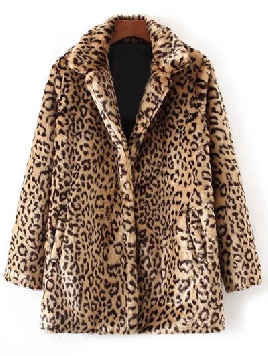 Zaful Faux Fur Leopard Coat