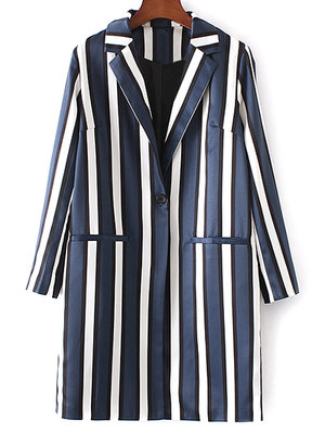 ZAFUL STRIPED LAPEL COAT