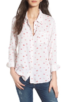 RAILS ROCSI LIPSTICK PRINT SHIRT