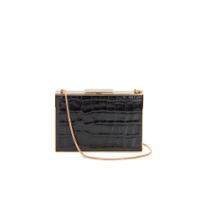 Boohoo Mock Croc Black Clutch