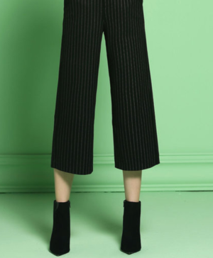 OneBuye Black Work Stripes Wide Leg Pant