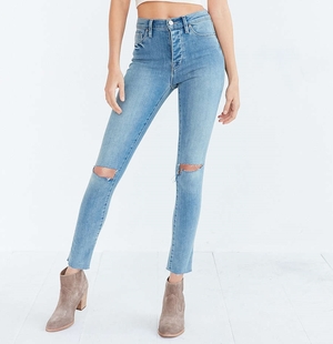 BDG Twig Crop High-Rise Skinny Jean - Light Blue Slash,LIGHT BLUE,25