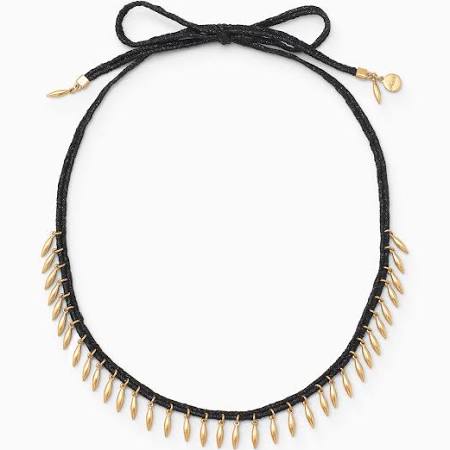 Stella & Dot Gold and Black Fringe Necklace