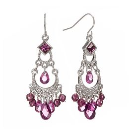 KOHL'S SILVER TONE BEAD CHANDELIER EARRINGS 