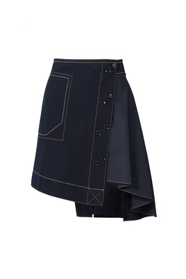 Derek Lam 10 Crosby Midnight Blue Assymetrical Skirt