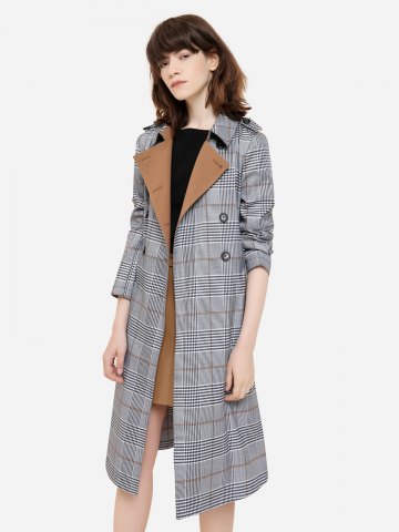 Rosegal Plaid Trench Coat