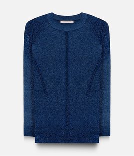 s a k u New York Metallic Knit Top Dark Blue