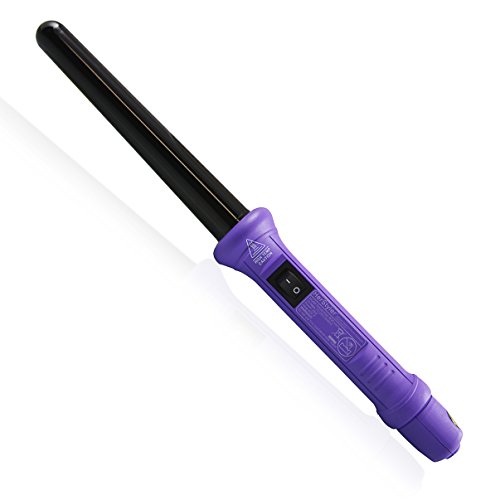 Herstyler Grande Curls Purple Tourmaline Curling Iron, Clipless Tapered Ceramic Barrel, Dual Voltage