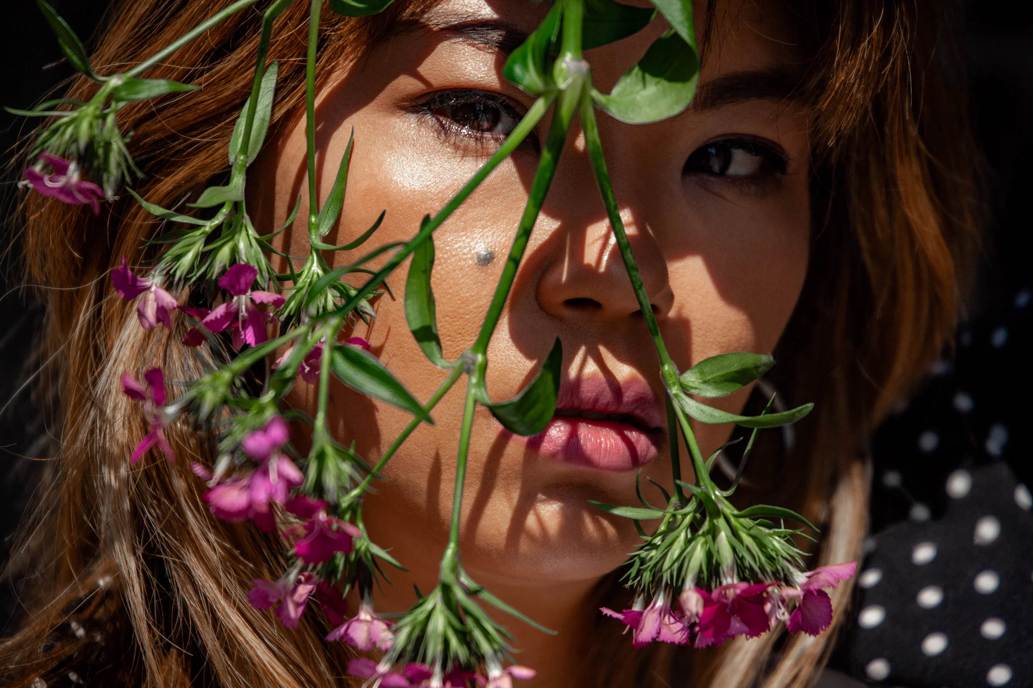 Portrait with Pink Flowers
