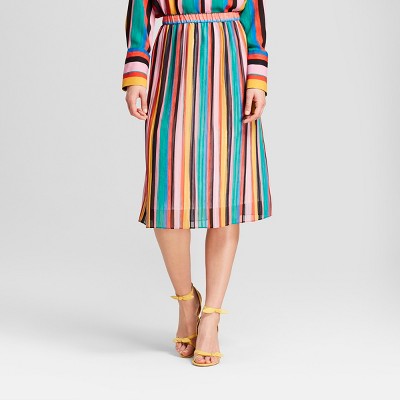 Who What Wear Stripe pleated skirt