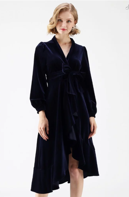 Blue velvet dress