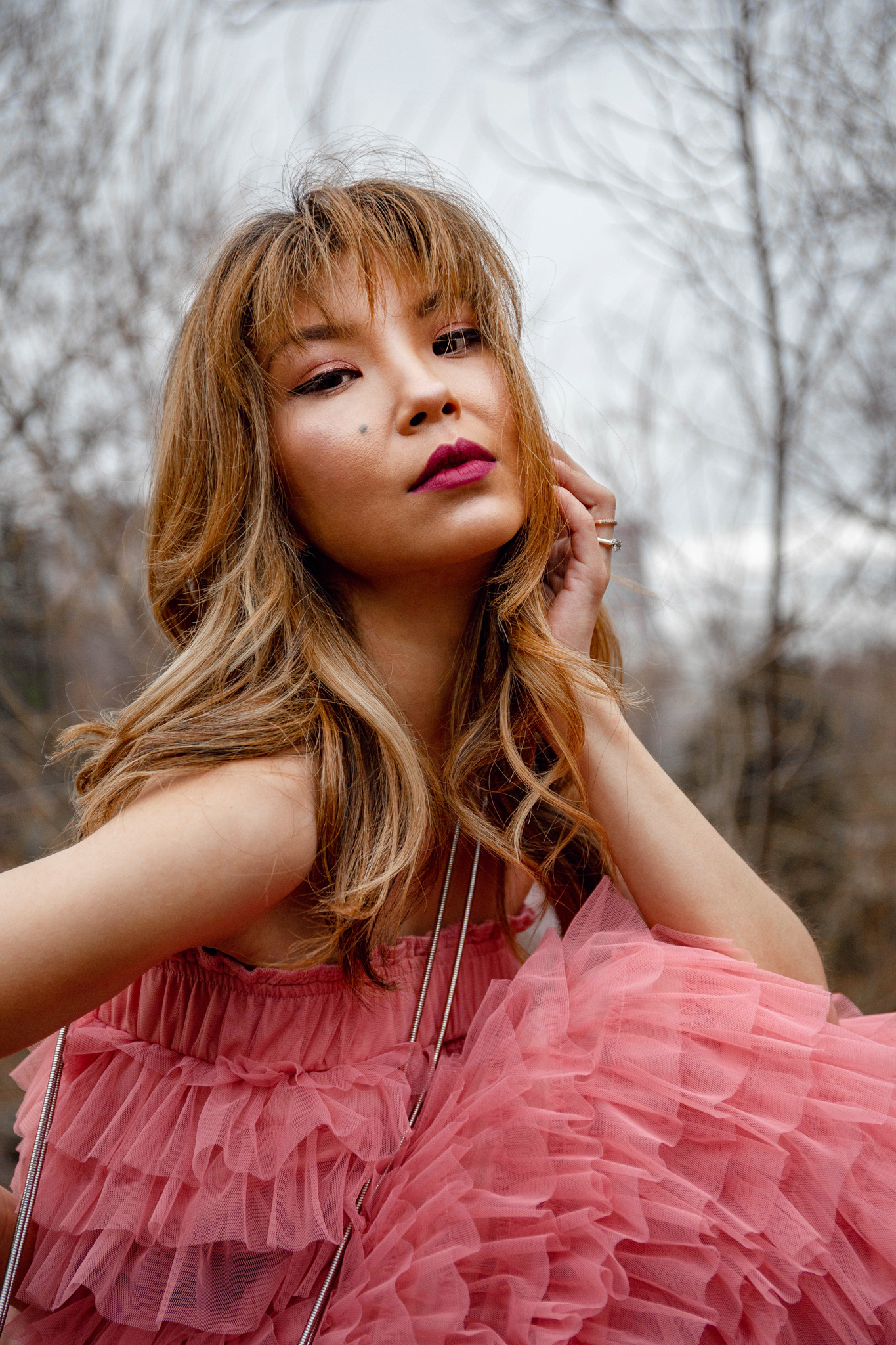 Girl in pink dress