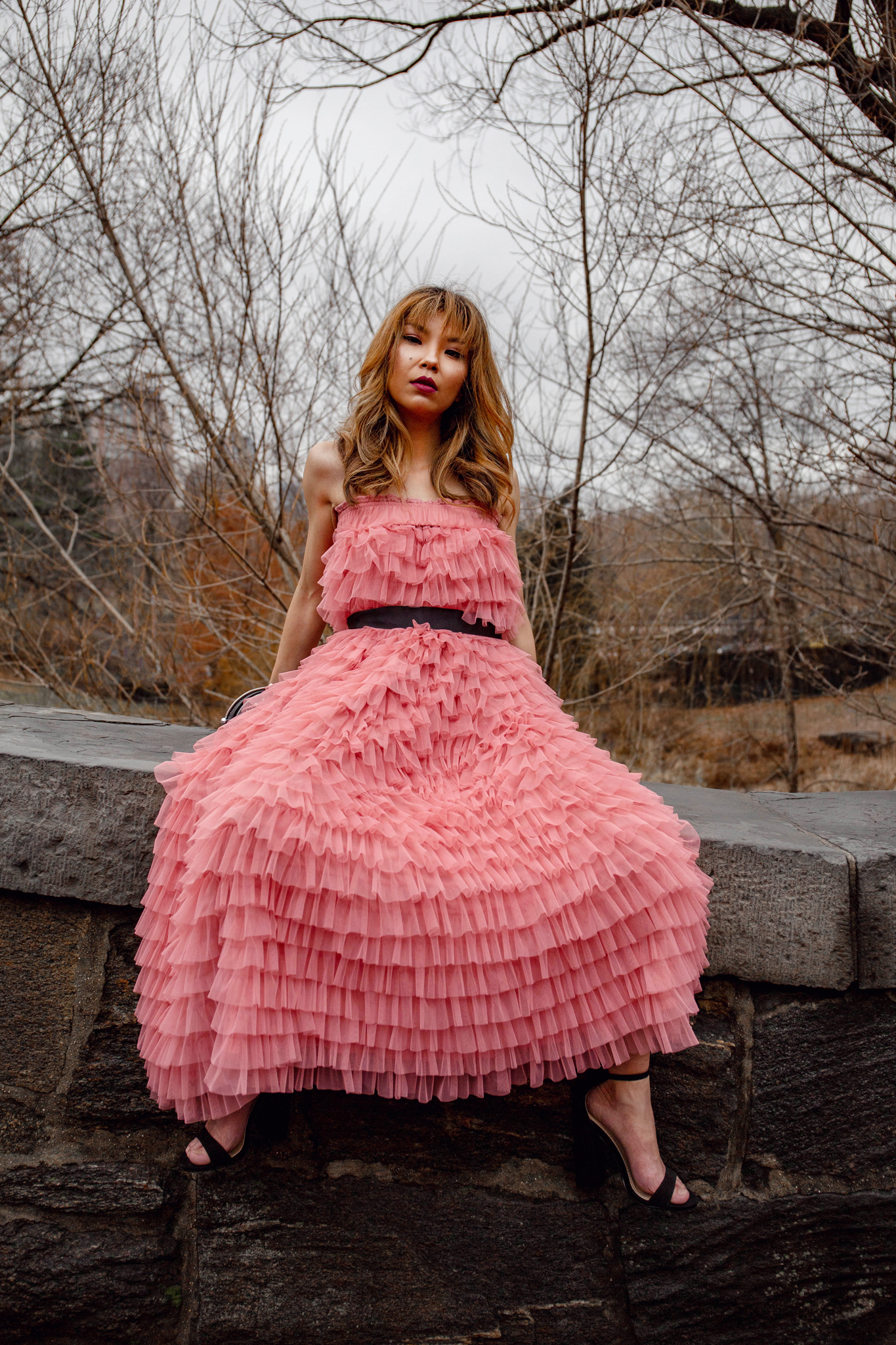 Pink ruffled dress