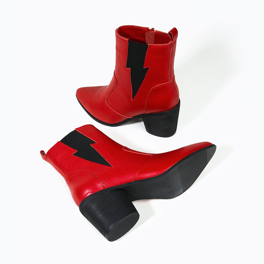 Red Chelsea boots