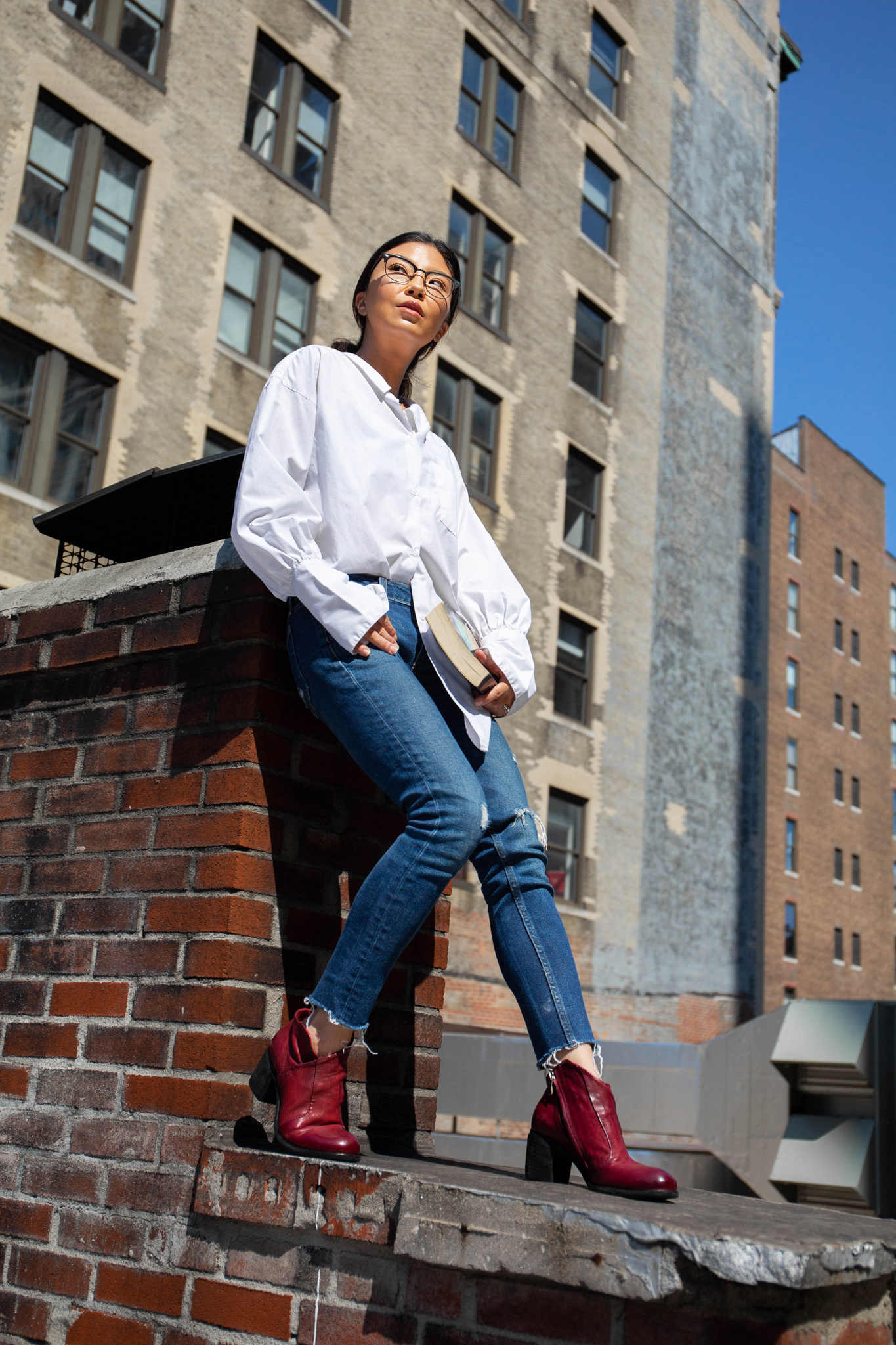 Red ankle boots