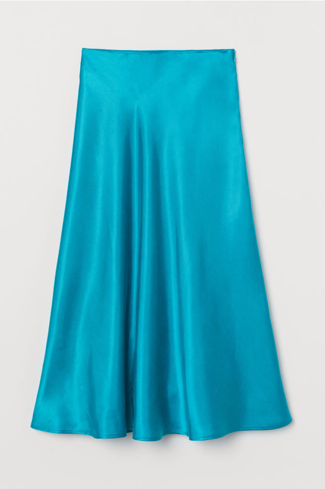 Blue Satin Skirt