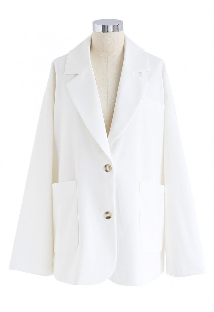 Oversized white blazer