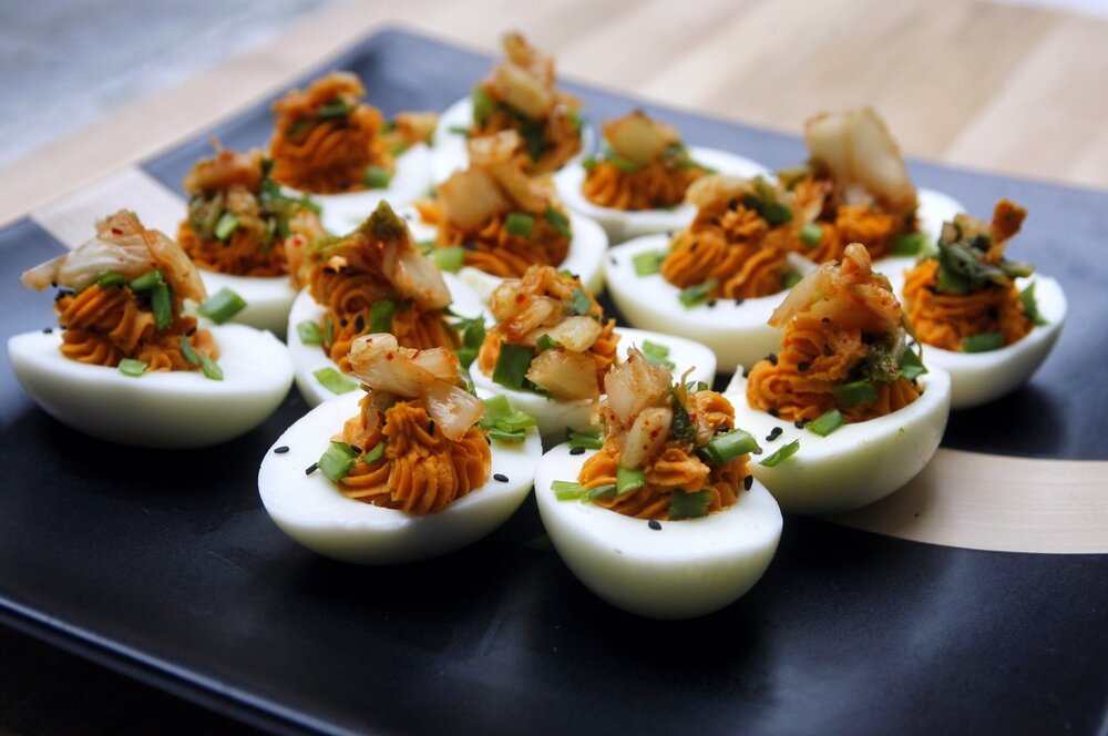 Kimchi Deviled Eggs