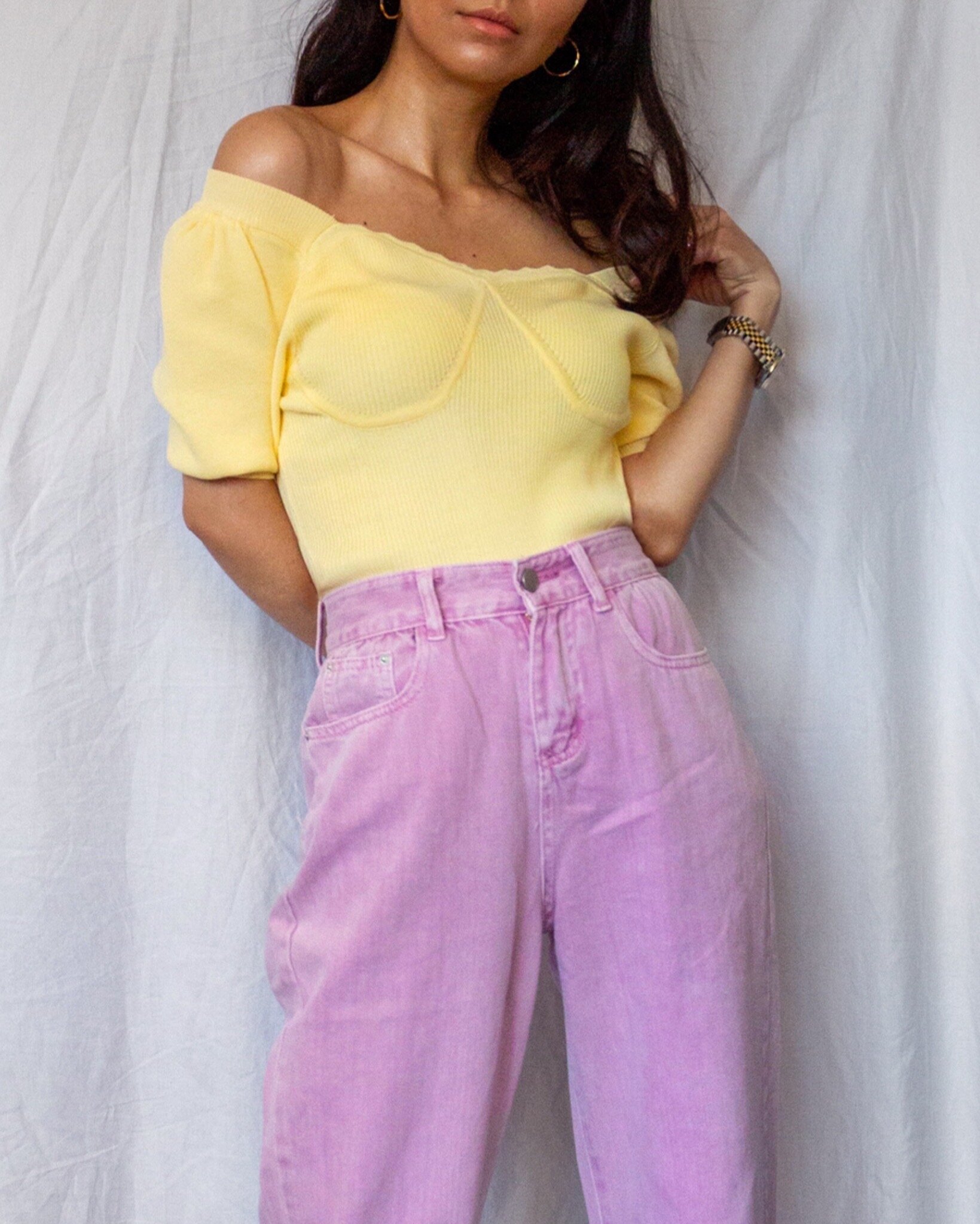 Yellow knit top