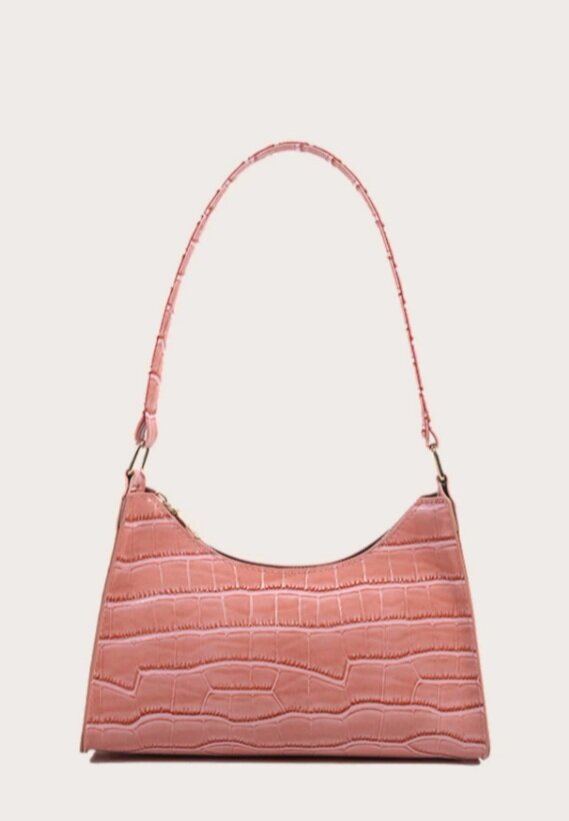 Pink Croc Baguette Bag