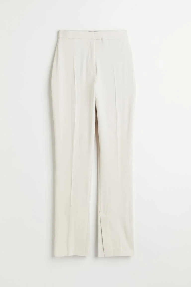 White slit hem pant