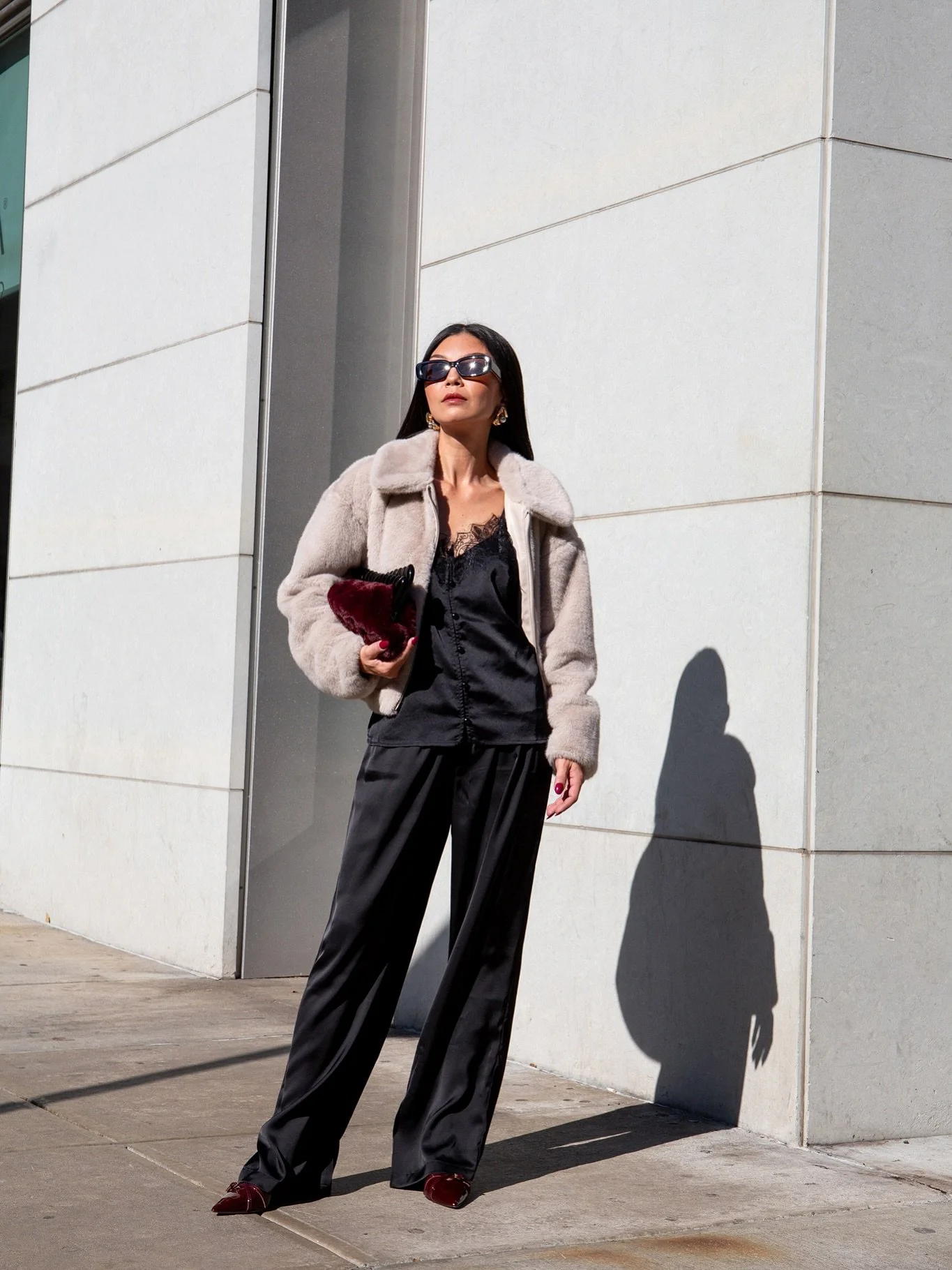 ☁️ &ldquo;Faux fur and satin dreams ☁️ &mdash; styled in @ceceofficial, available at @macys 💋 
Shop the look on my&nbsp;@shop.Itk&nbsp;page and here:
https://liketk.it/5wCAj
#ceceofficial #fauxfurjacket #citychic #macys #macysfashion