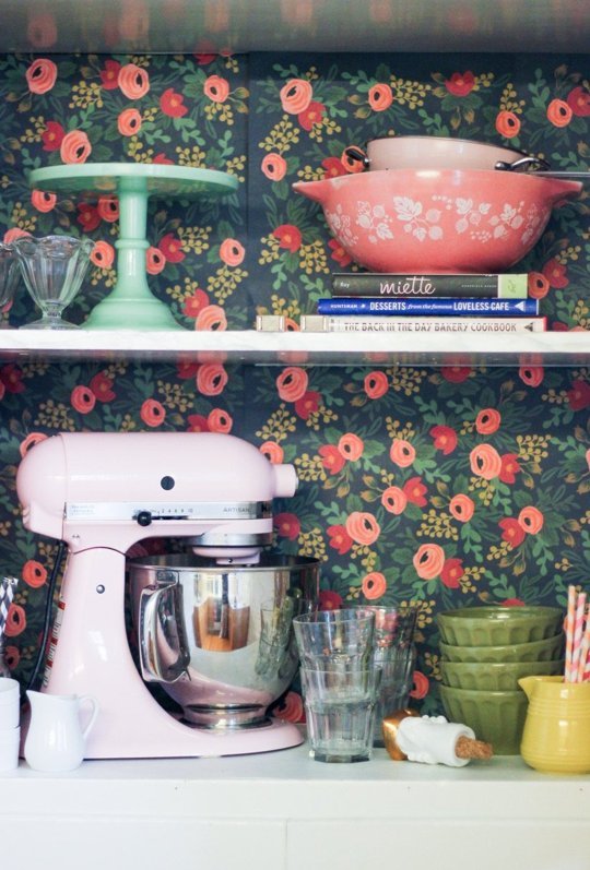I am loving the use of fun papers to brighten up spaces (and I am a sucker for anything by Rifle Paper Co. ) 